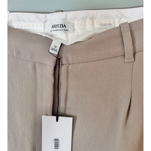 Aritzia The Effortless Wide Leg High Rise Trouser Pant Nomad Taupe Size 12 NWT - Picture 8 of 14